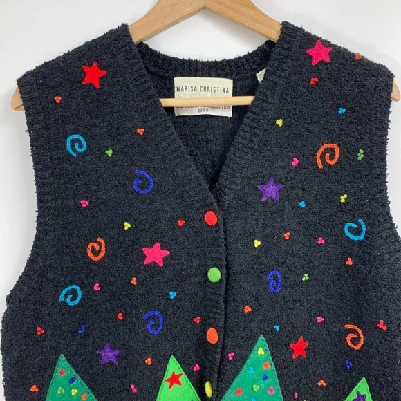 Marisa Christina Women's Wool Blend Y2K 2000's Button Sweater Vest Size S - Picture 4 of 11